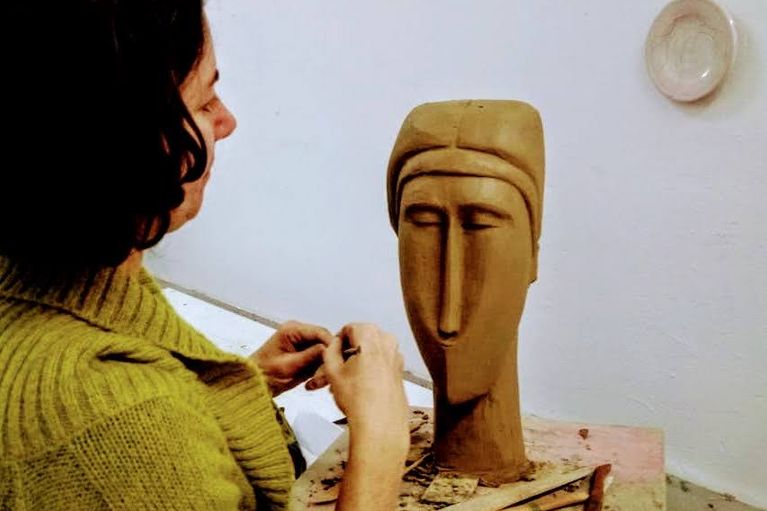 Clase de escultura, modelado en barro y retrato, Modigliani